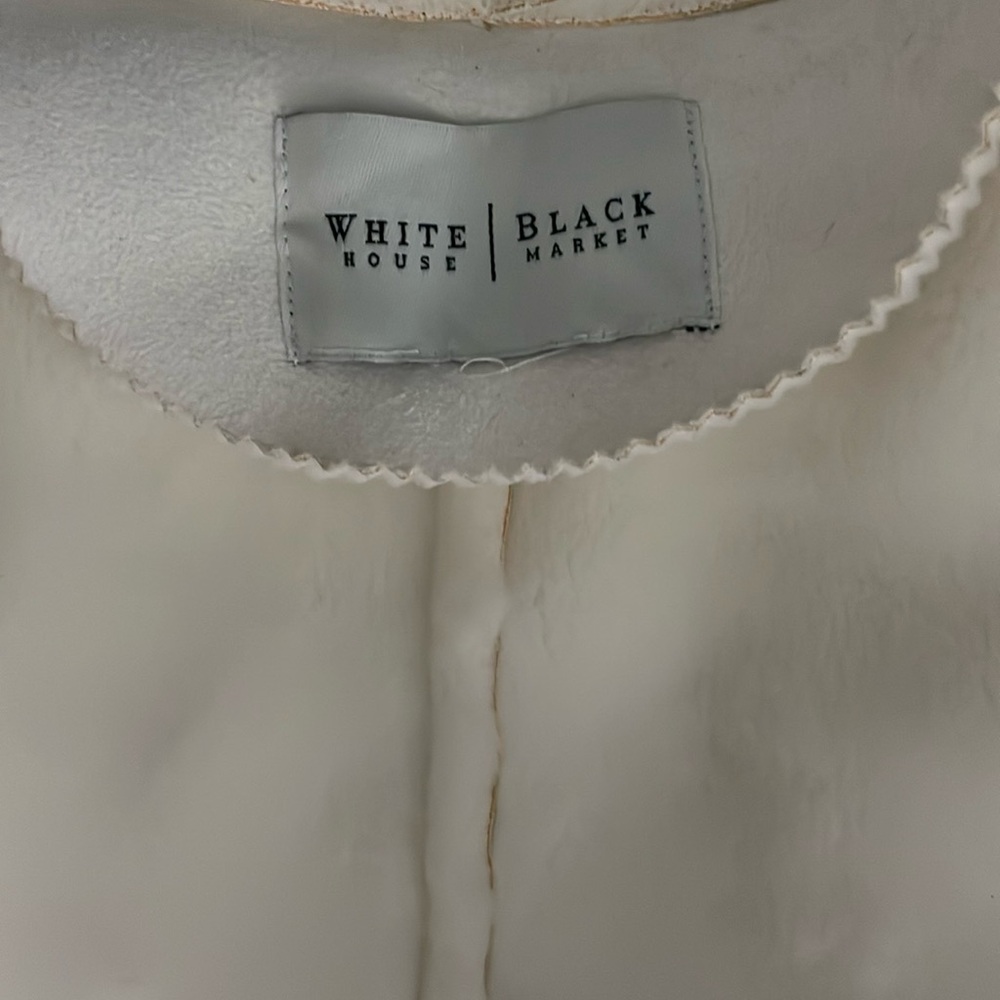 White House Black Market Ivory Faux Fur Vest